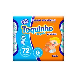 Toquinho Fralda Super Premium Tamanho Grande Com 72 Tiras