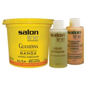 Kit de Relaxamento Guanidina Manga Salon Line Creme 215G + Shampoo 54mL + Ativador 54mL
